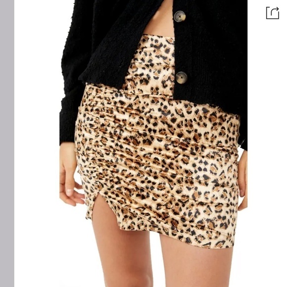 FREE PEOPLE Avas Print Miniskirt In Tan Combo - Picture 2 of 14